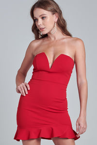 Out on the town red strapless dress