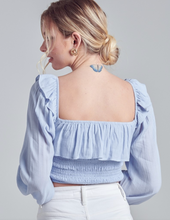 Load image into Gallery viewer, Soft Blue Long Sleeve Crop Top