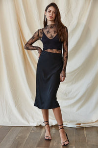 Total Elegance Black Midi Skirt