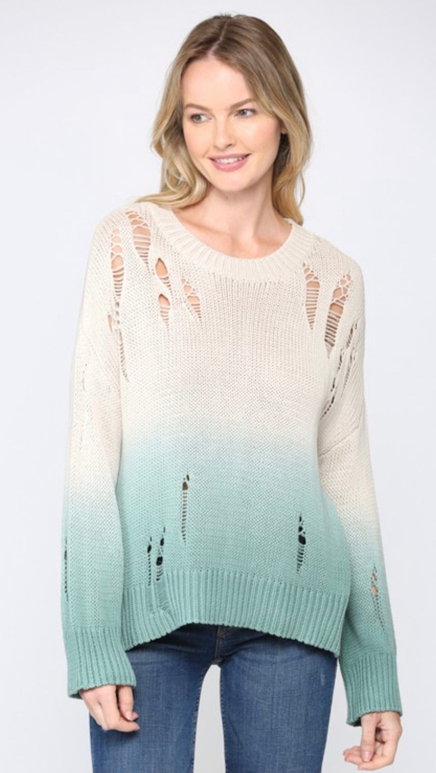 Rosalie Distressed Blue Sweater