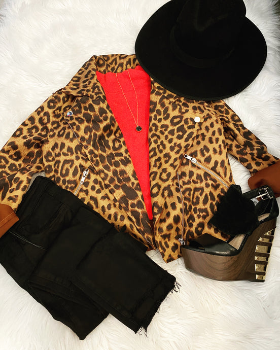 Cheetah Print Biker Jacket