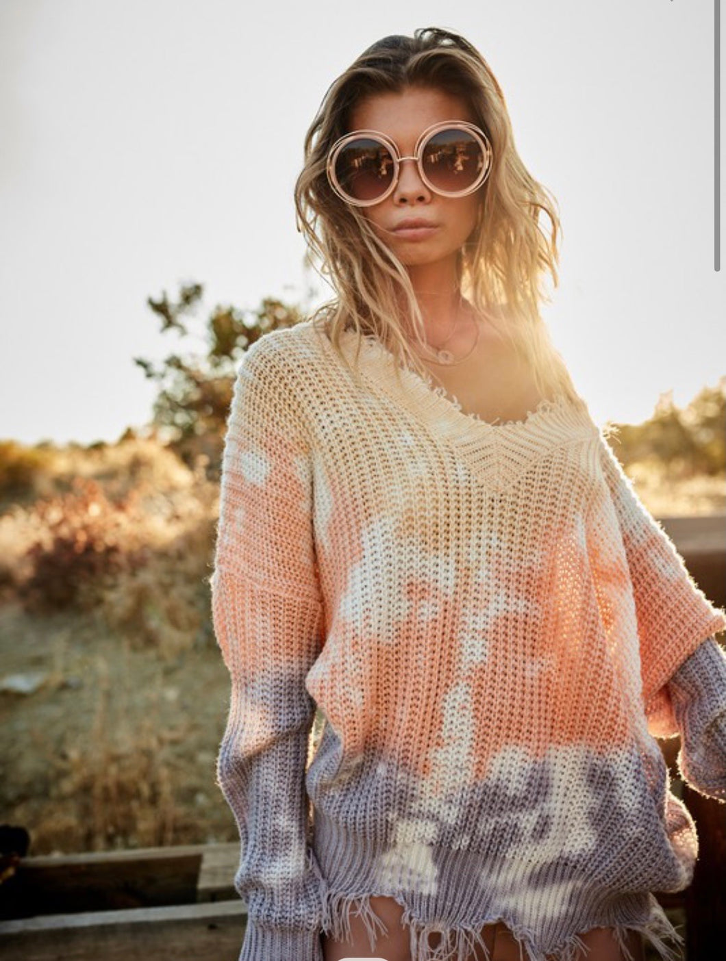Riding Into The Sunset Distressed Sweater